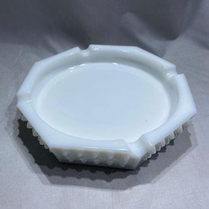 Large Fenton Octagon Hobnail Milk Glass Ashtray